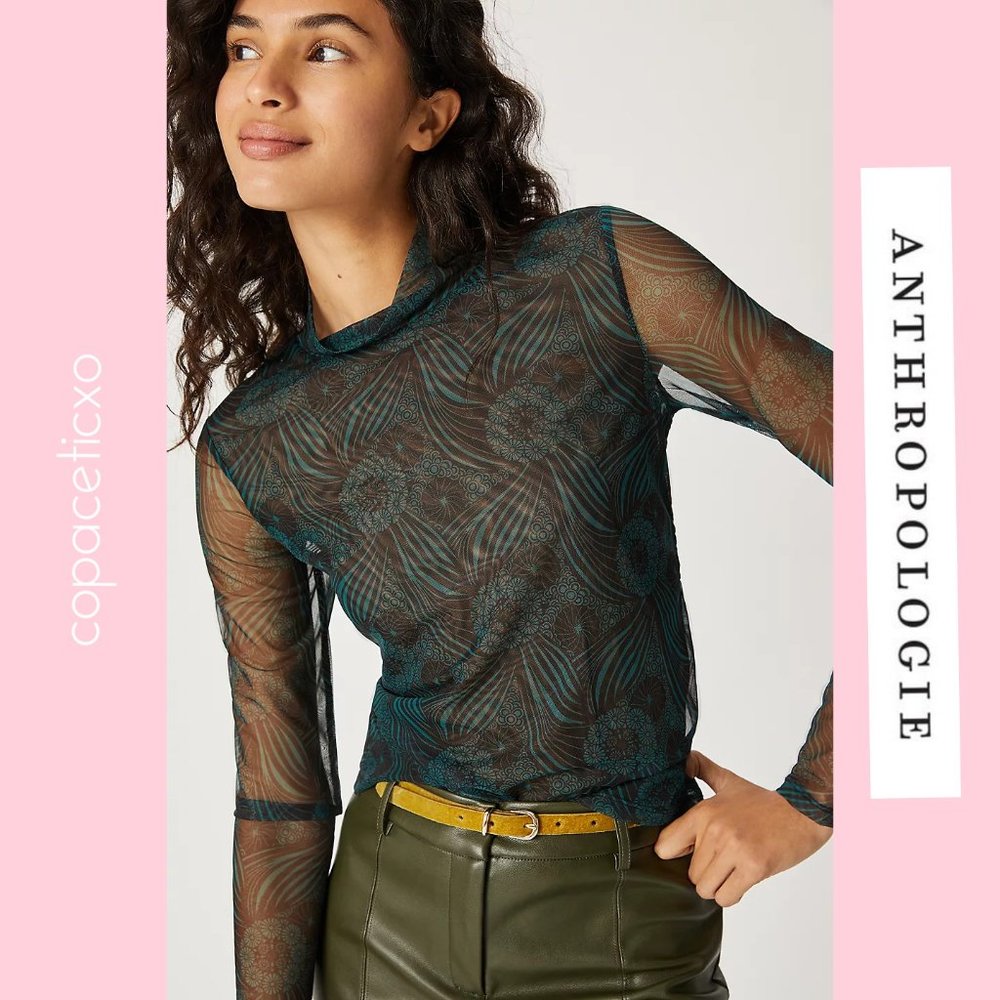 NWT Anthropologie Gauzy Psychedelic Turtleneck NEW